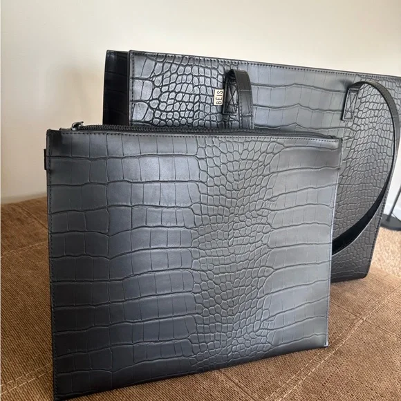 Black Crocodile Beis Work Tote - Picture 8 of 9